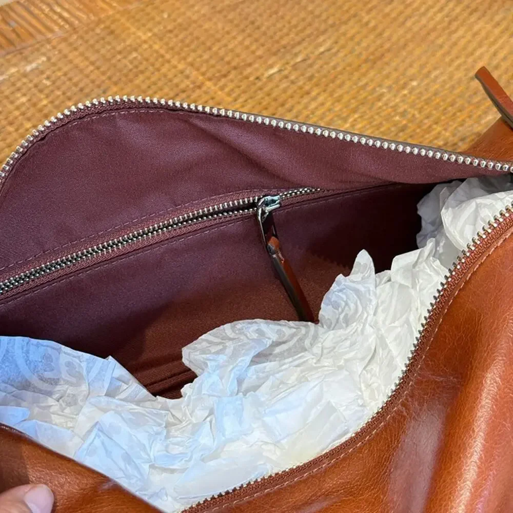 Tory Burch Rory Glazed Shoulder Bag 182691 $450 Aged Brown